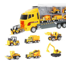 Load image into Gallery viewer, Coolplay 12pcs/set Mini Diecast Alloy Car 2in1 Model Engineering Toy Vehicles Carrier Truck with Ejection &amp; Carry Function Gifts
