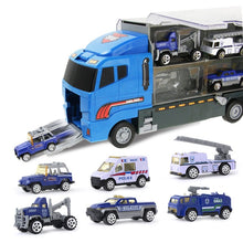 Load image into Gallery viewer, Coolplay 12pcs/set Mini Diecast Alloy Car 2in1 Model Engineering Toy Vehicles Carrier Truck with Ejection &amp; Carry Function Gifts
