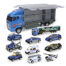 Load image into Gallery viewer, Coolplay 12pcs/set Mini Diecast Alloy Car 2in1 Model Engineering Toy Vehicles Carrier Truck with Ejection &amp; Carry Function Gifts
